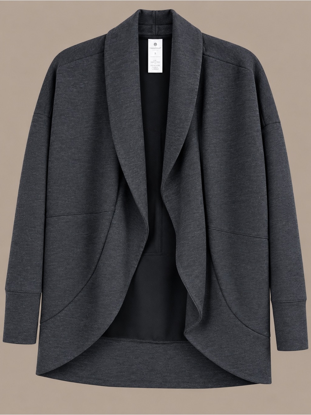 Yogalicious Dark Gray Shawl-Collar Open Blazer